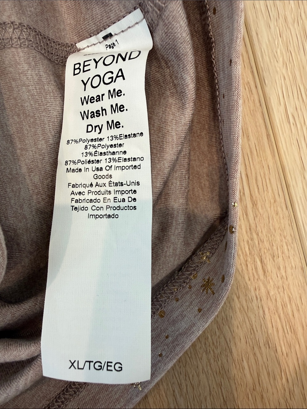 Beyond Yoga Taupe Crop Tank with Metallic Gold Star Print XL - Picture 5 of 6